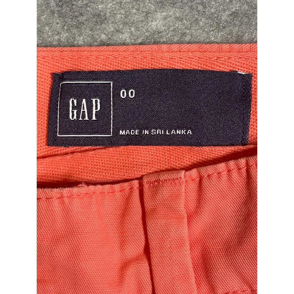 Gap Womens Coral Pink Chino Shorts Size 00‎ Cotton Twill Flat Front Mid Rise